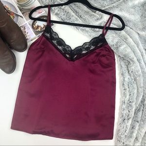 Arizona rasberry lace trim dainty slip top